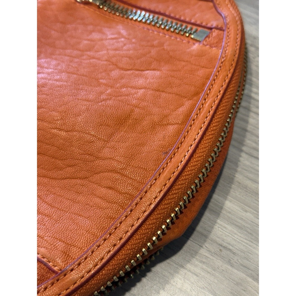 Botkier Leather Crescent Hobo Crossbody‎ Bag Orange Zip Pockets - Picture 5 of 9